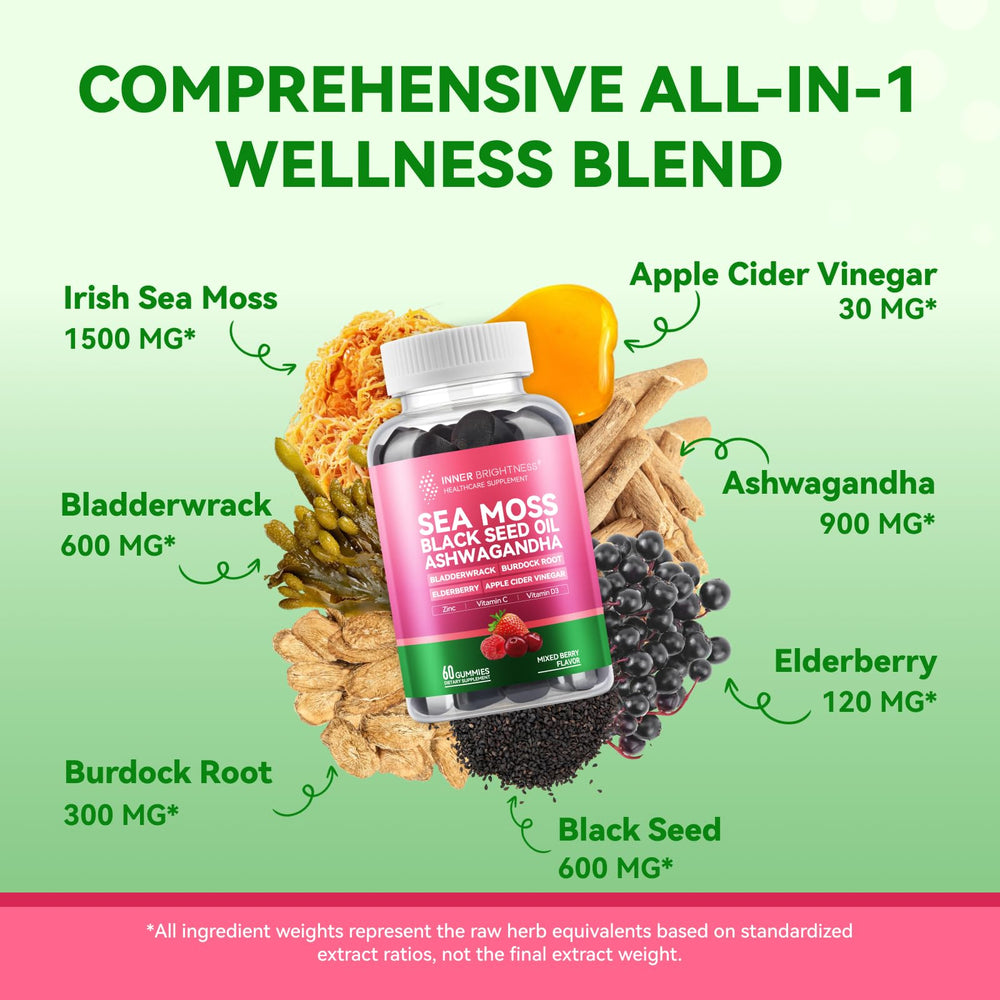Close-up of mixed berry sea moss gummies - Ashwagandha and Elderberry