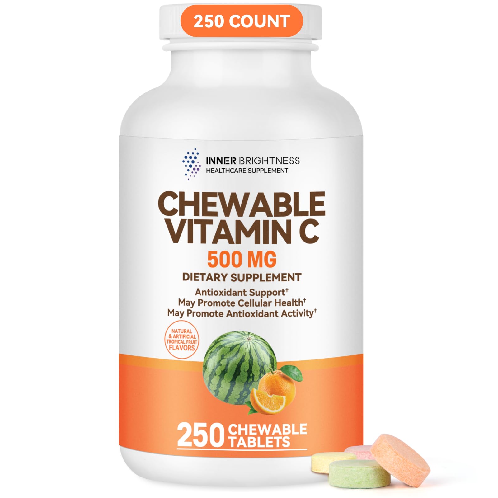 Inner Brightness Vitamin C 500 mg chewable bottle, 250 count