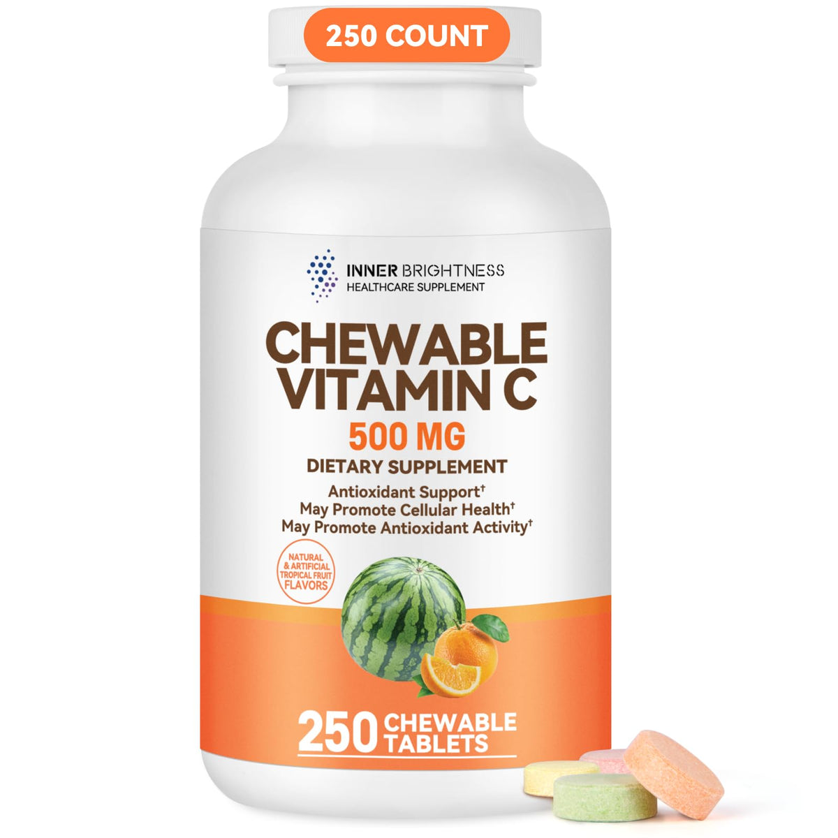 Inner Brightness Vitamin C 500 mg chewable bottle, 250 count