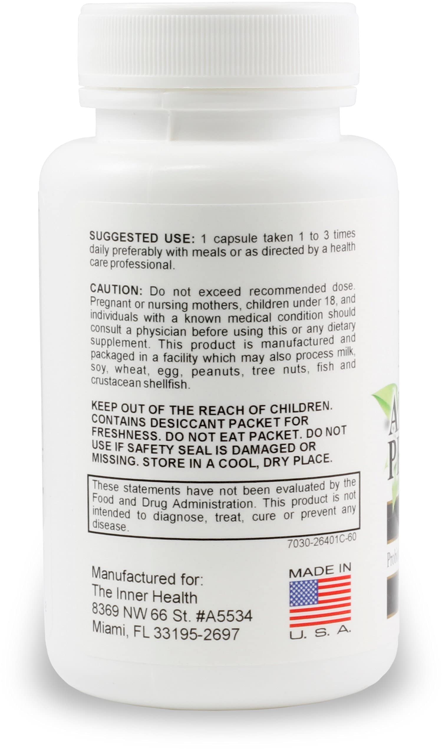 USA-made probiotic supplement label