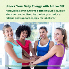 Energy and vitality concept graphic for B12 supplement