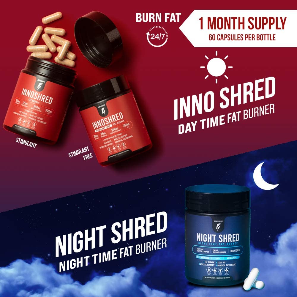 People exercising with Inno Shred supplement nearby