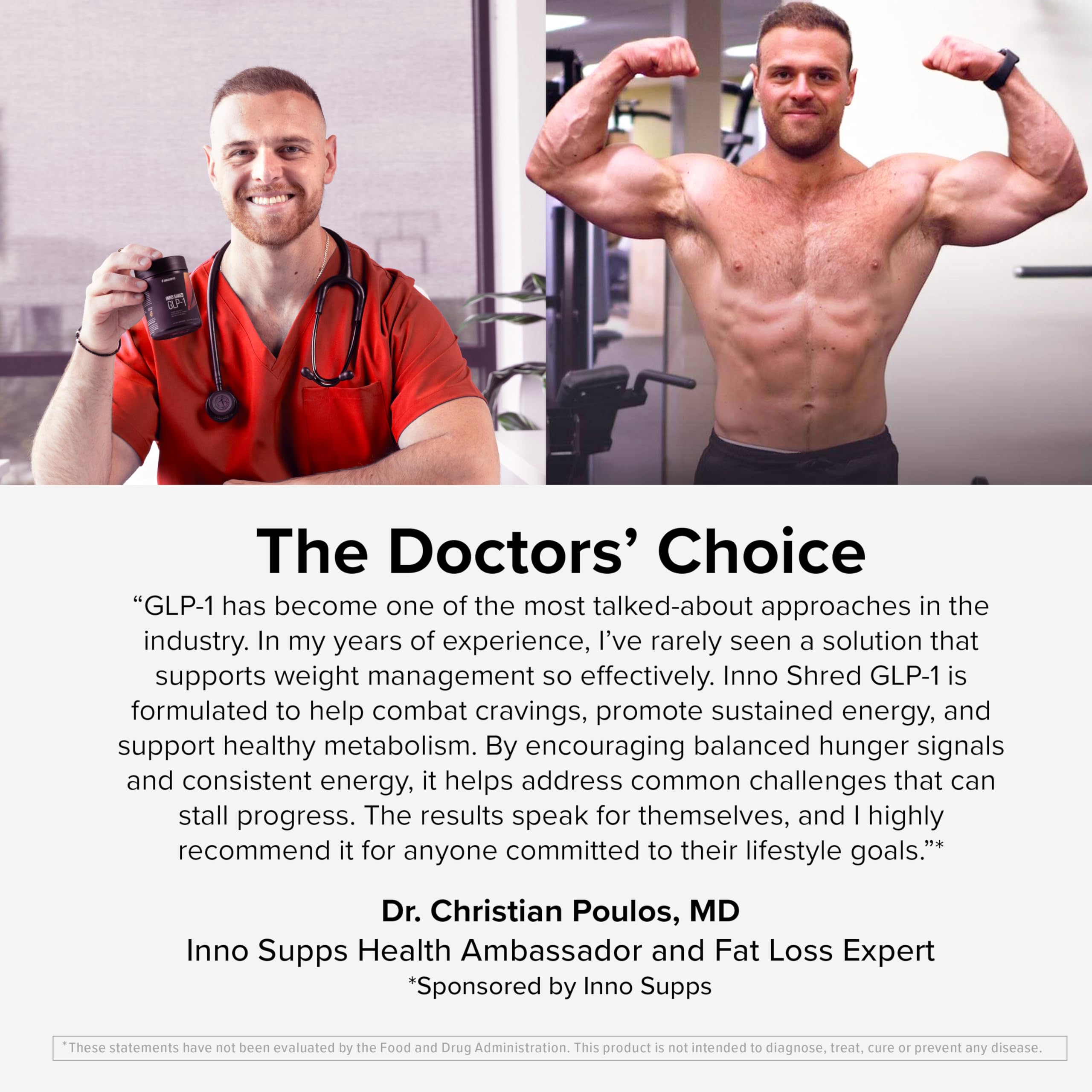 Graphics highlighting GLP-1, thermogenic support and energy