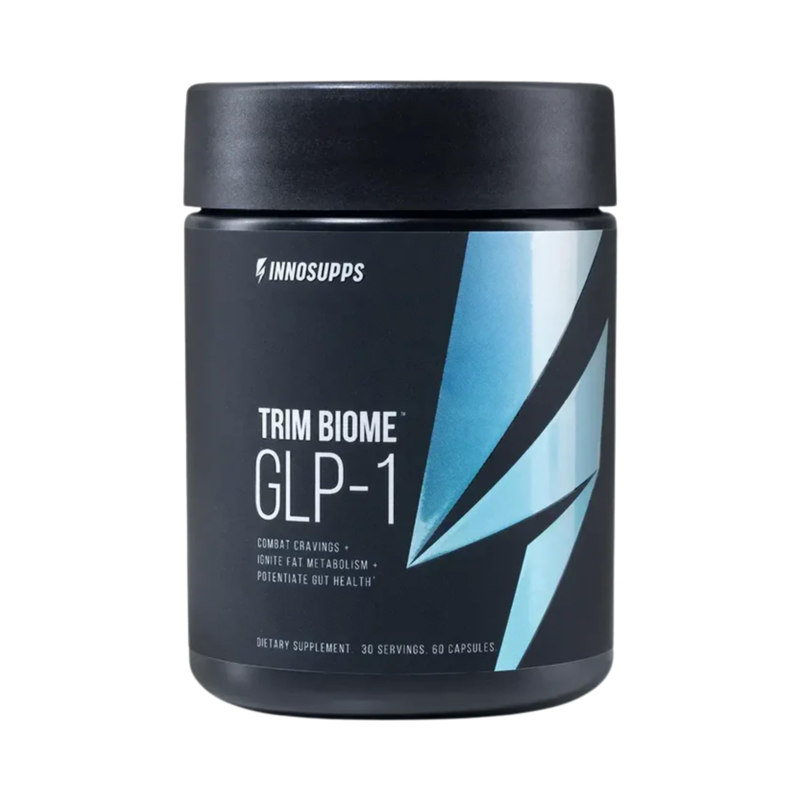 InnoSupps Trim Biome GLP-1 bottle-front showing bottle design for daily gut health support