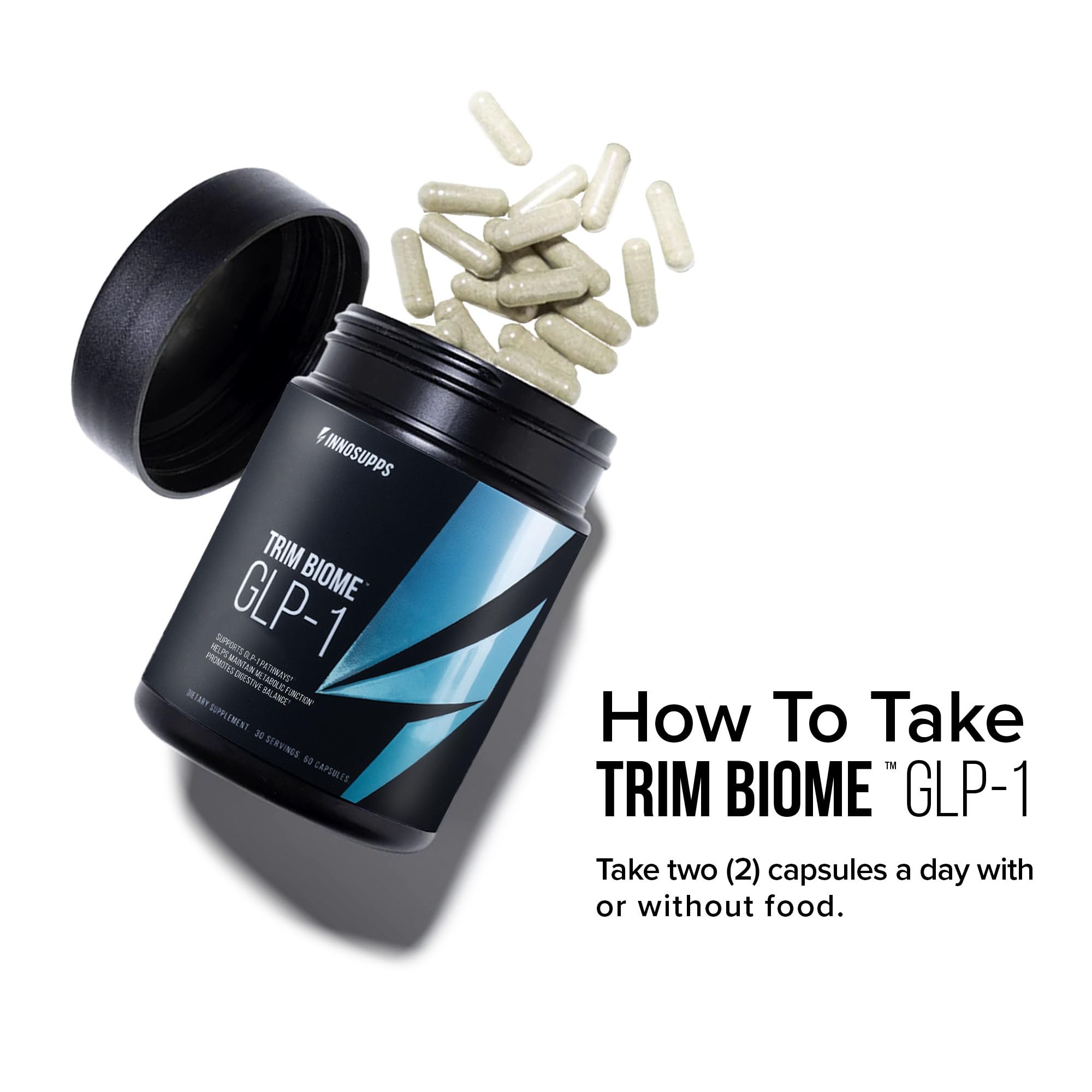 InnoSupps Trim Biome GLP-1 digestive wellness icon signaling holistic gut support
