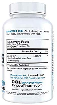 Front packaging of InnovaPharm Superior Cissus QuadraFlex 4800mg - 180 caps