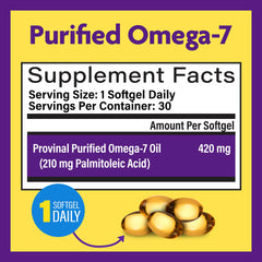 Close-up of Omega 7 softgel capsules