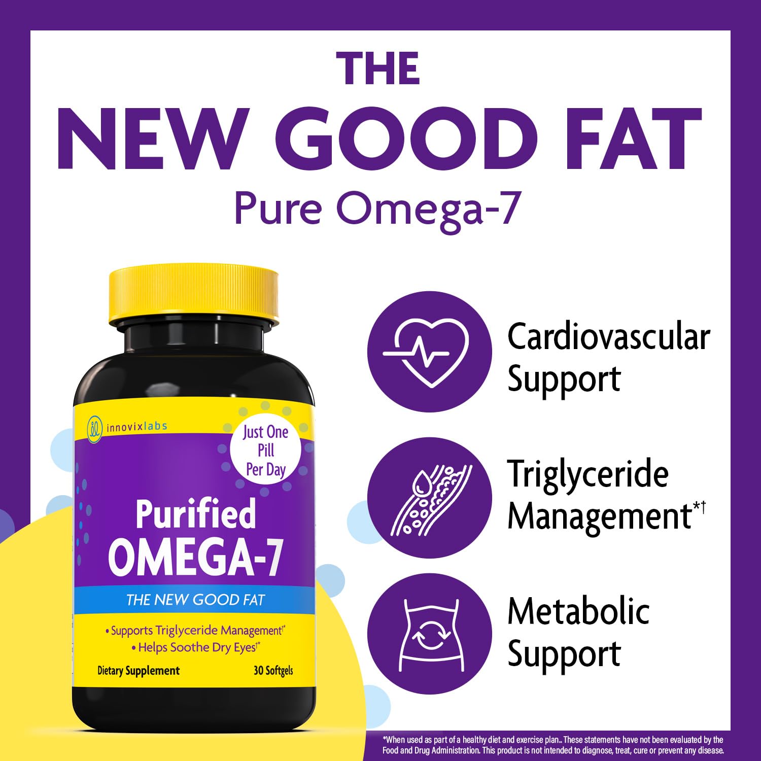 Label detail of InnovixLabs Purified Omega 7 bottle