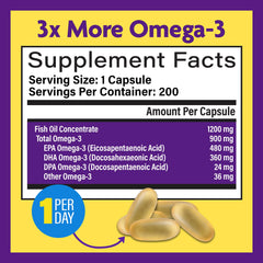 Close-up of enteric-coated omega-3 capsules