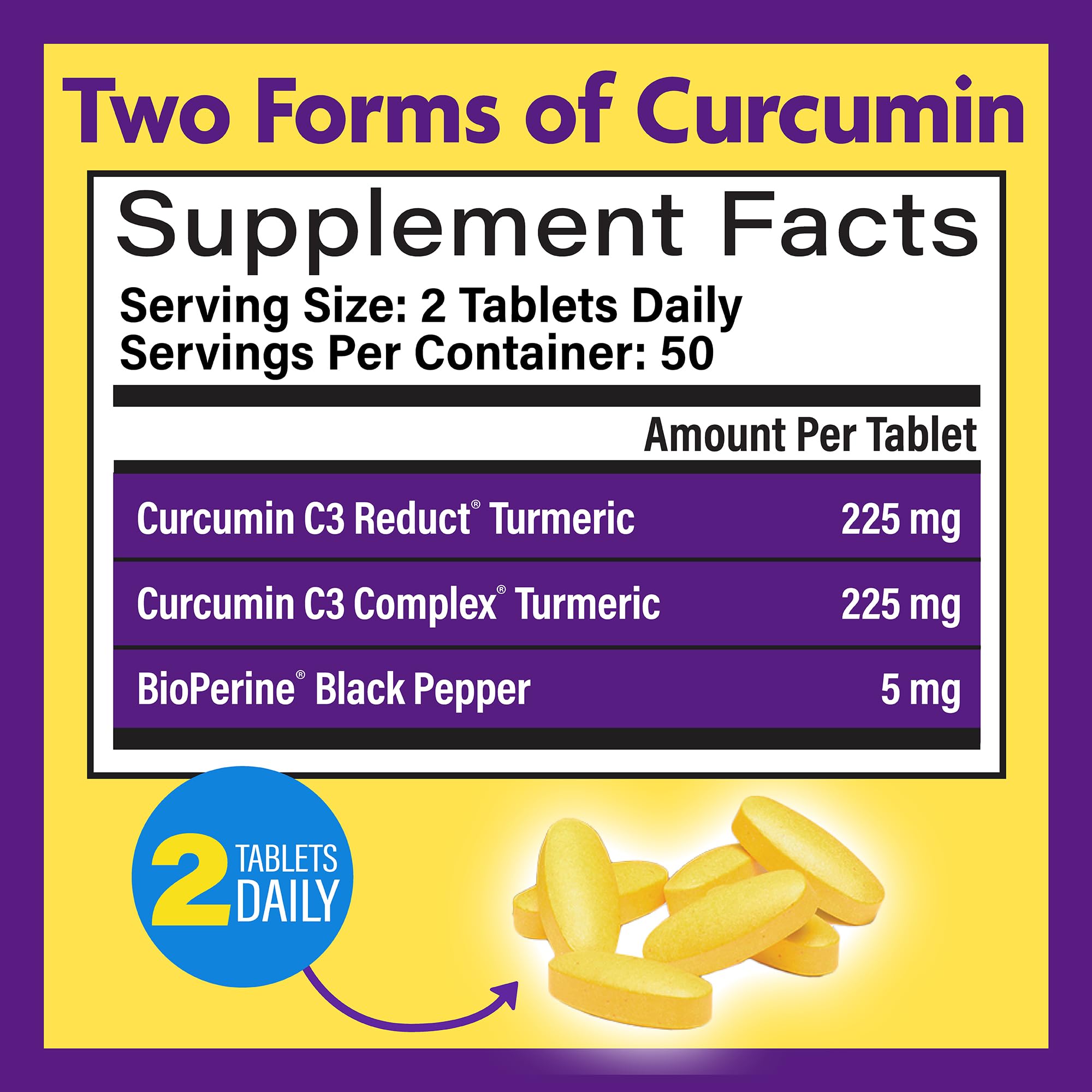 Supplement facts panel on InnovixLabs Turmeric bottle