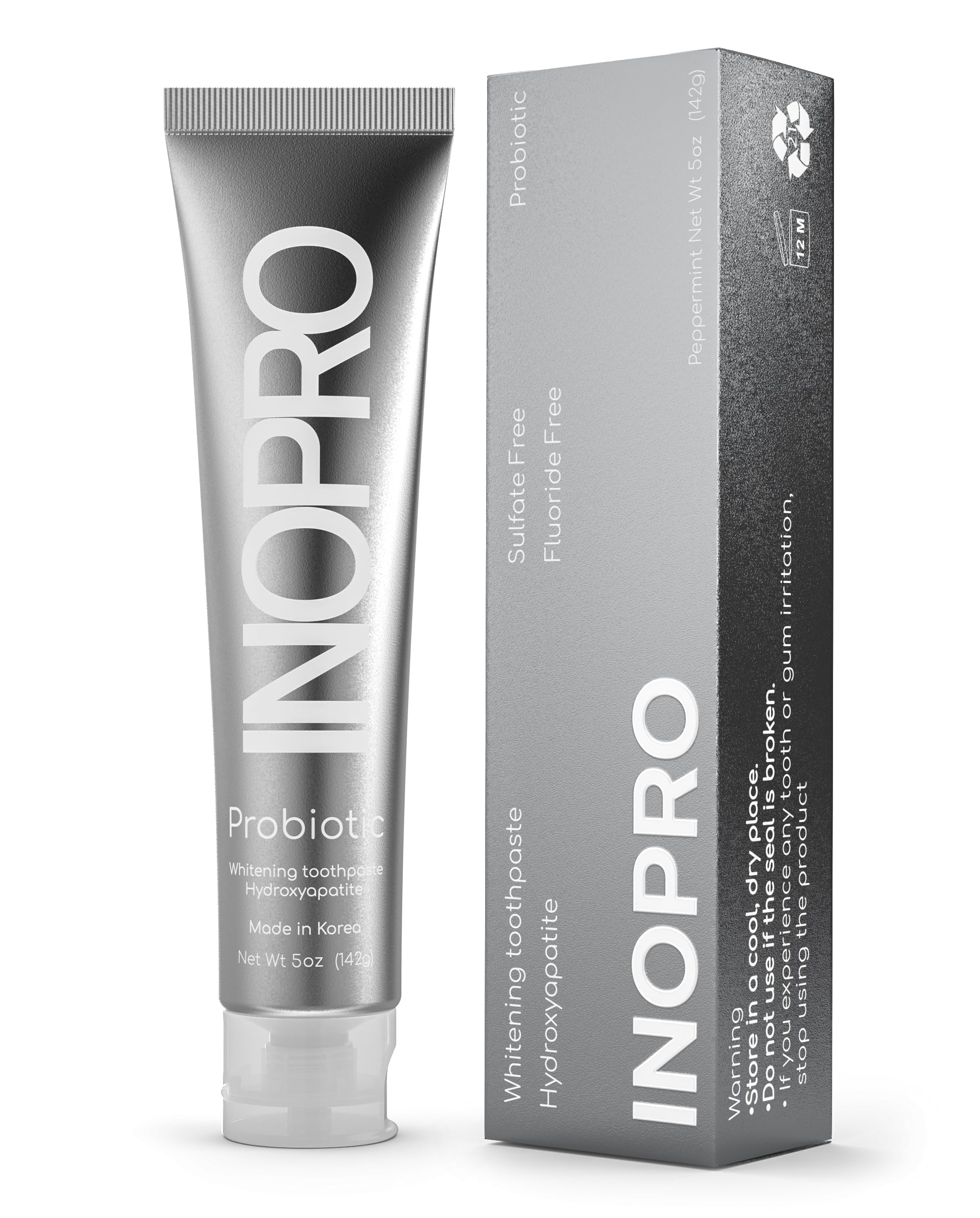 Front view of InoPro Natural Whitening toothpaste 5oz tube
