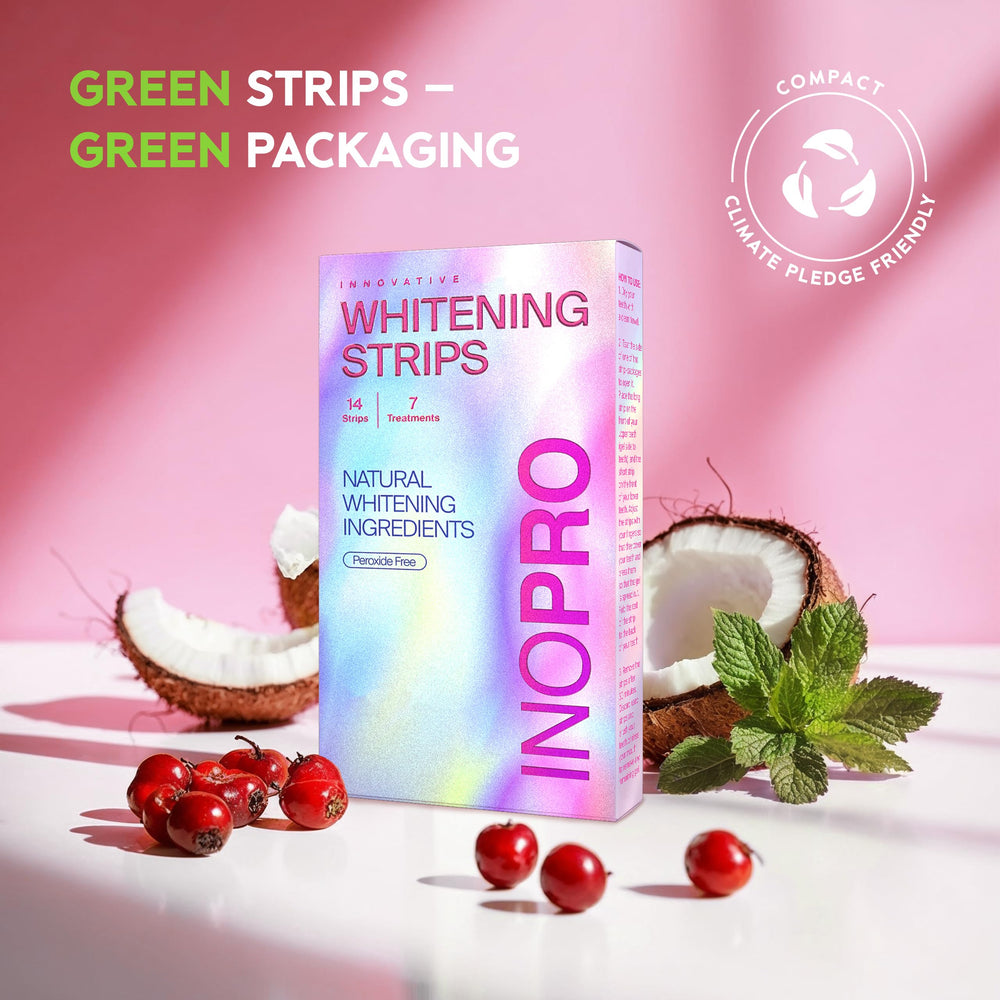 Before and after whitening results with InoPro strips