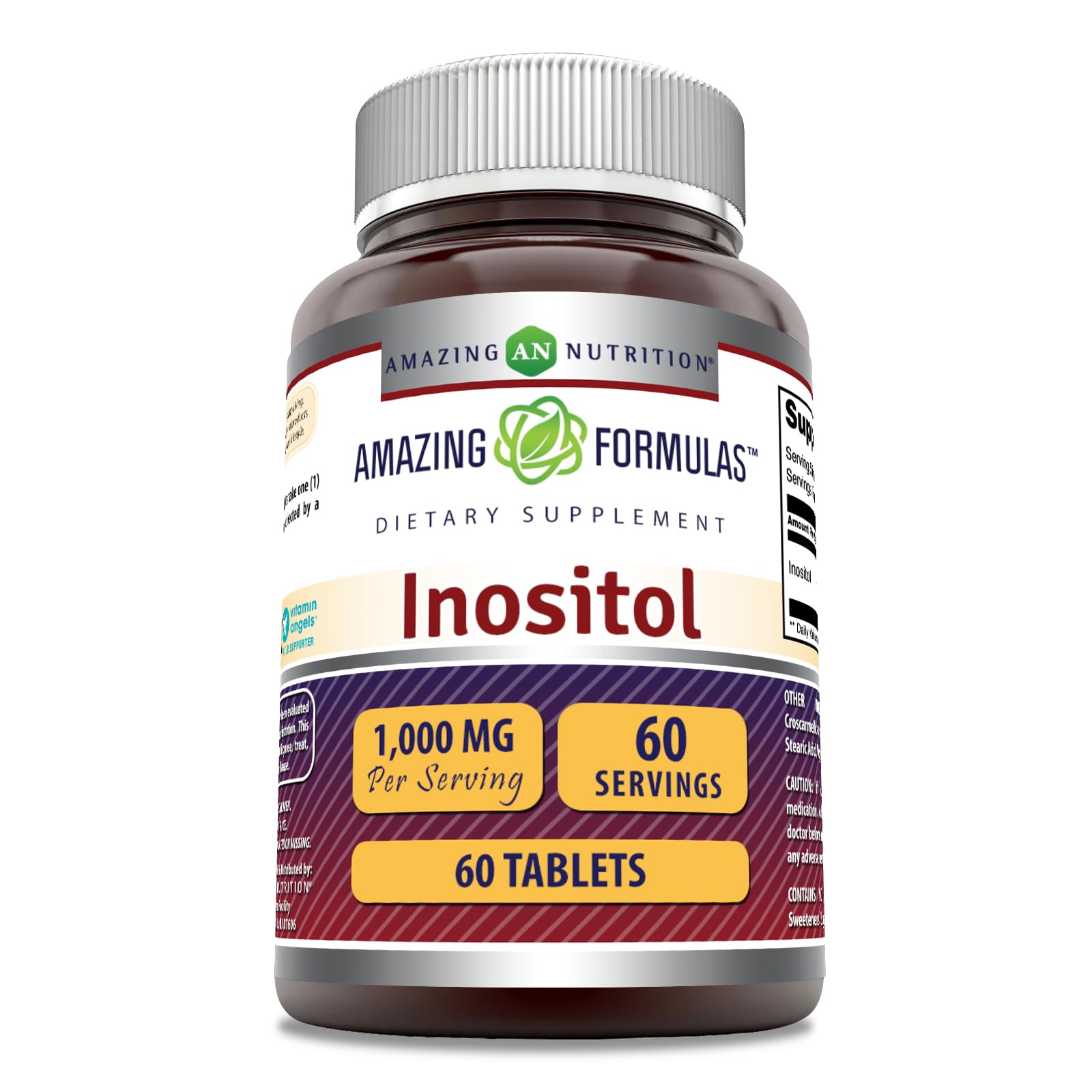 Front label of Amazing Formulas Inositol 1000mg supplement bottle