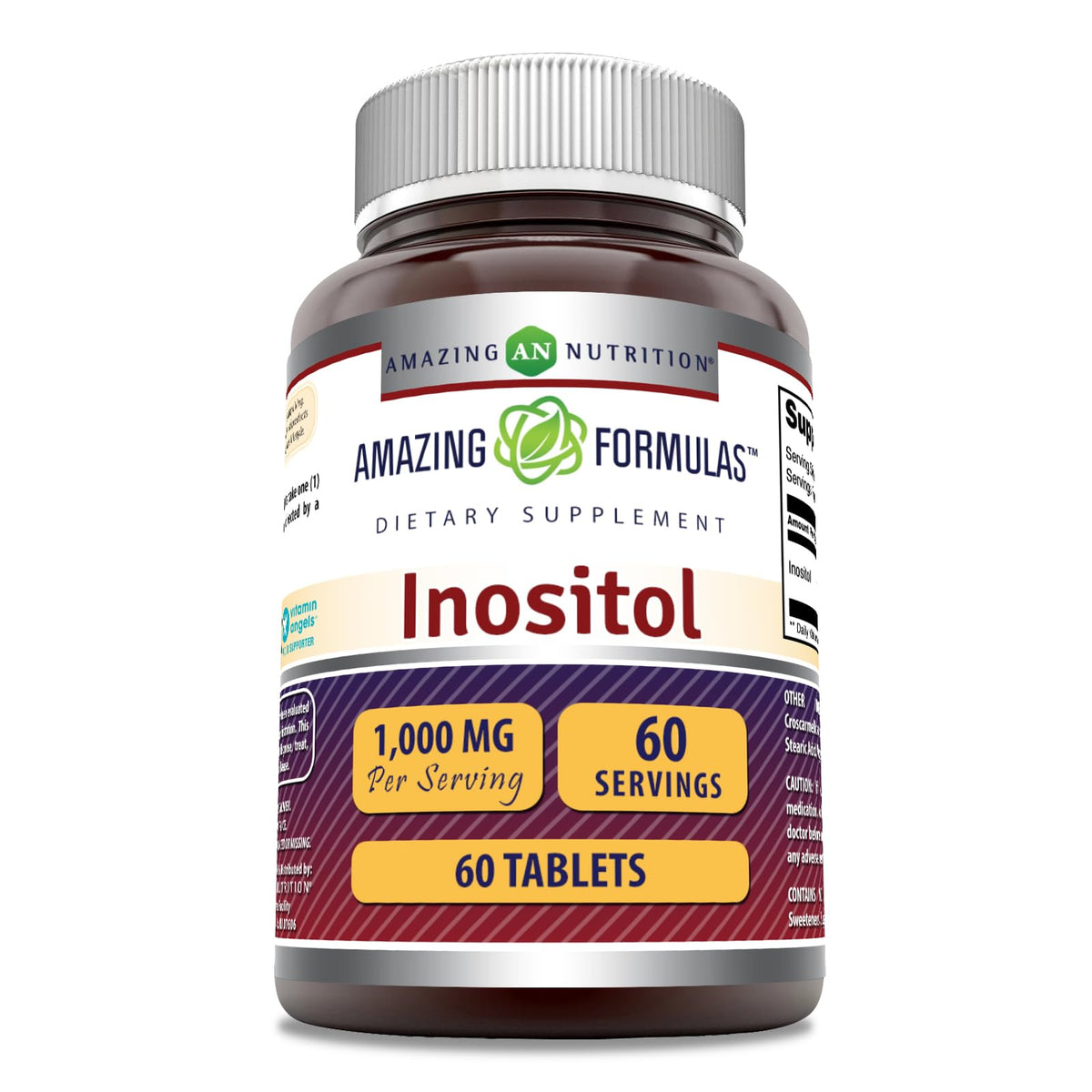 Front label of Amazing Formulas Inositol 1000mg supplement bottle