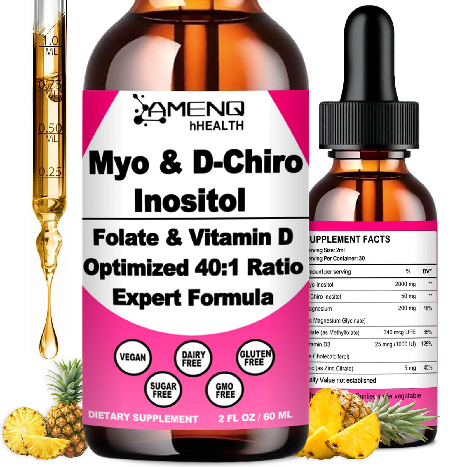 Myo-Inositol & D-Chiro-Inositol supplement bottle label