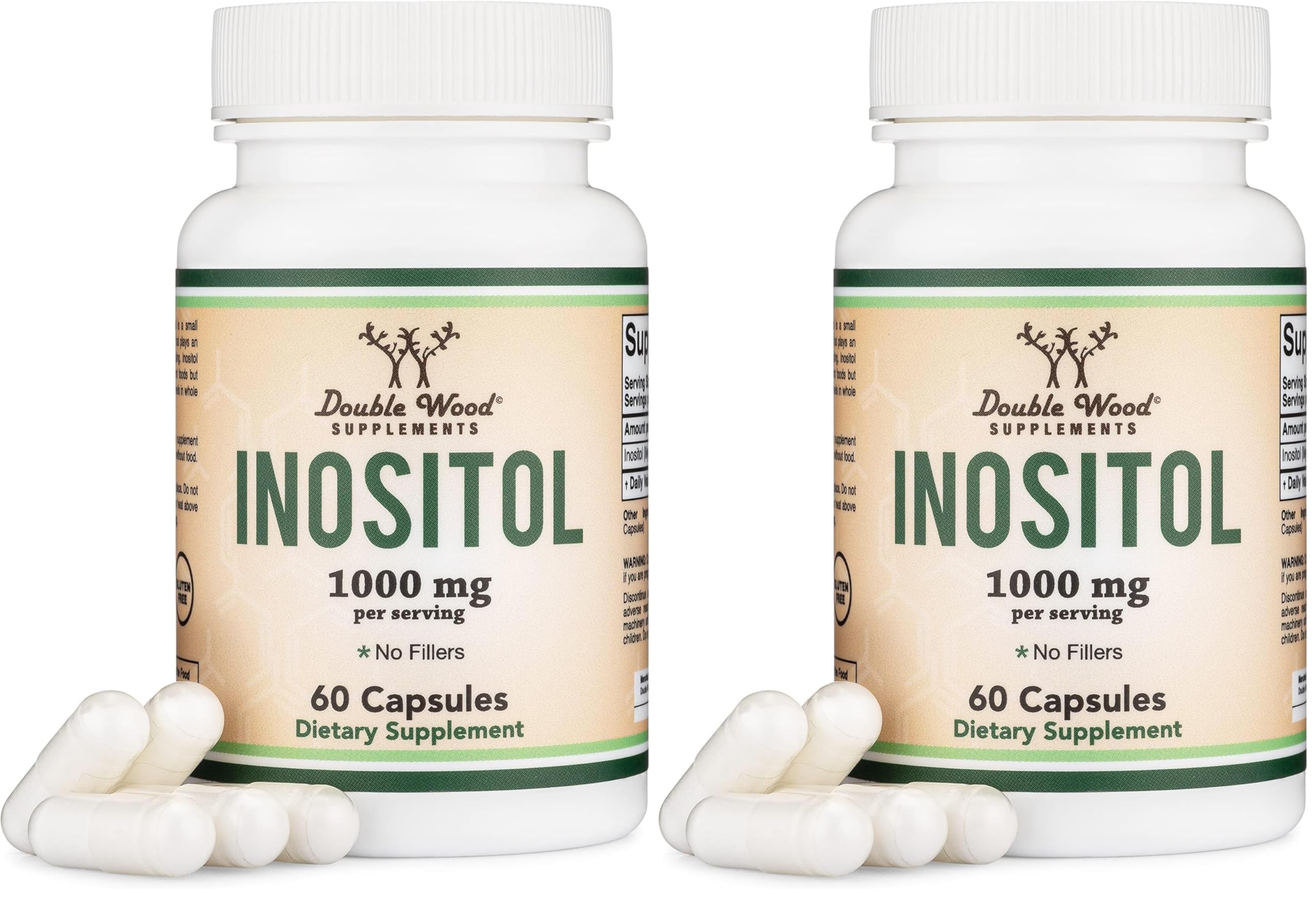 Double Wood Inositol capsules 2-pack bottle