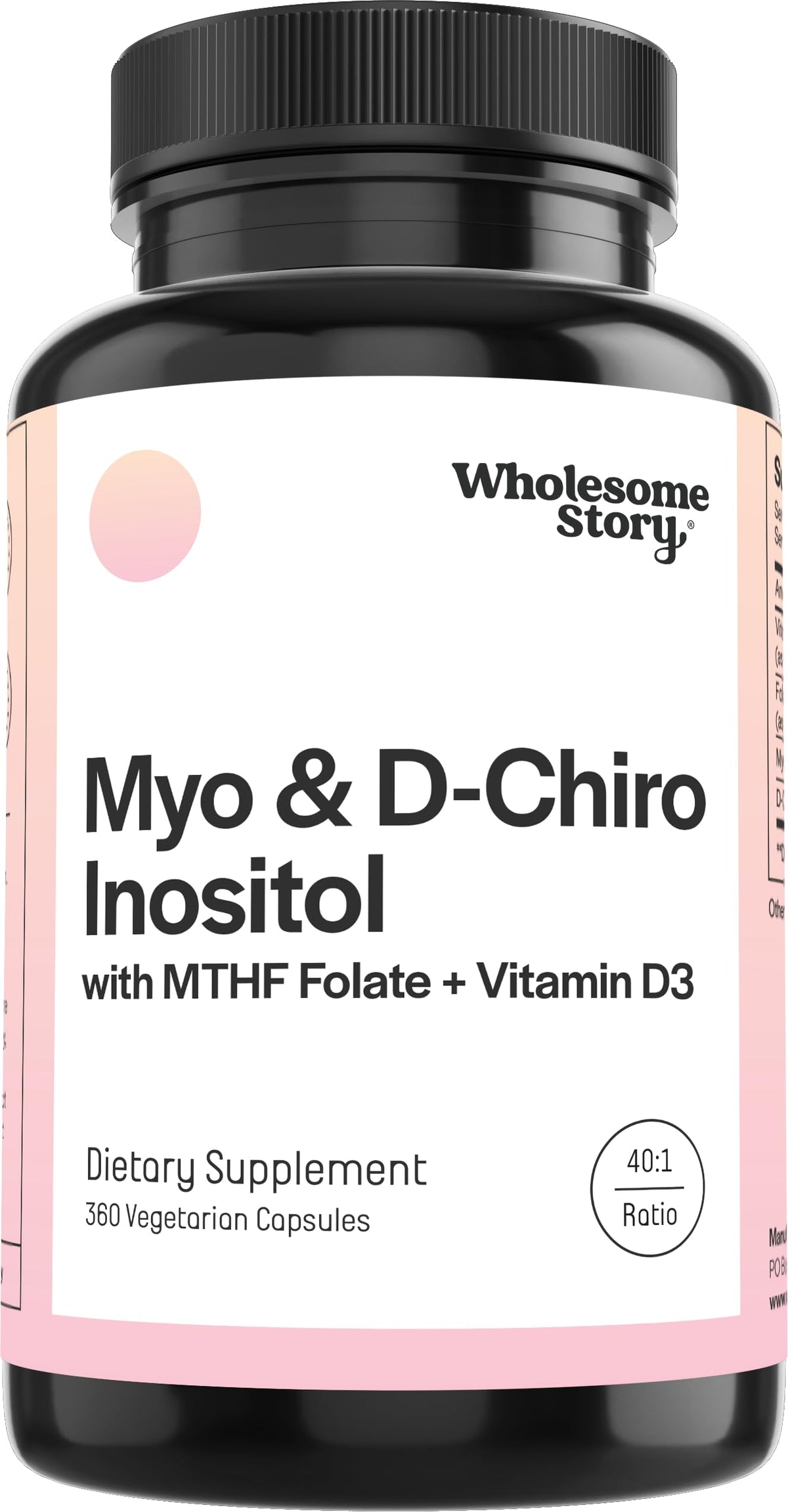 Bottle of Myo-Inositol & D-Chiro Inositol capsules, 360-count