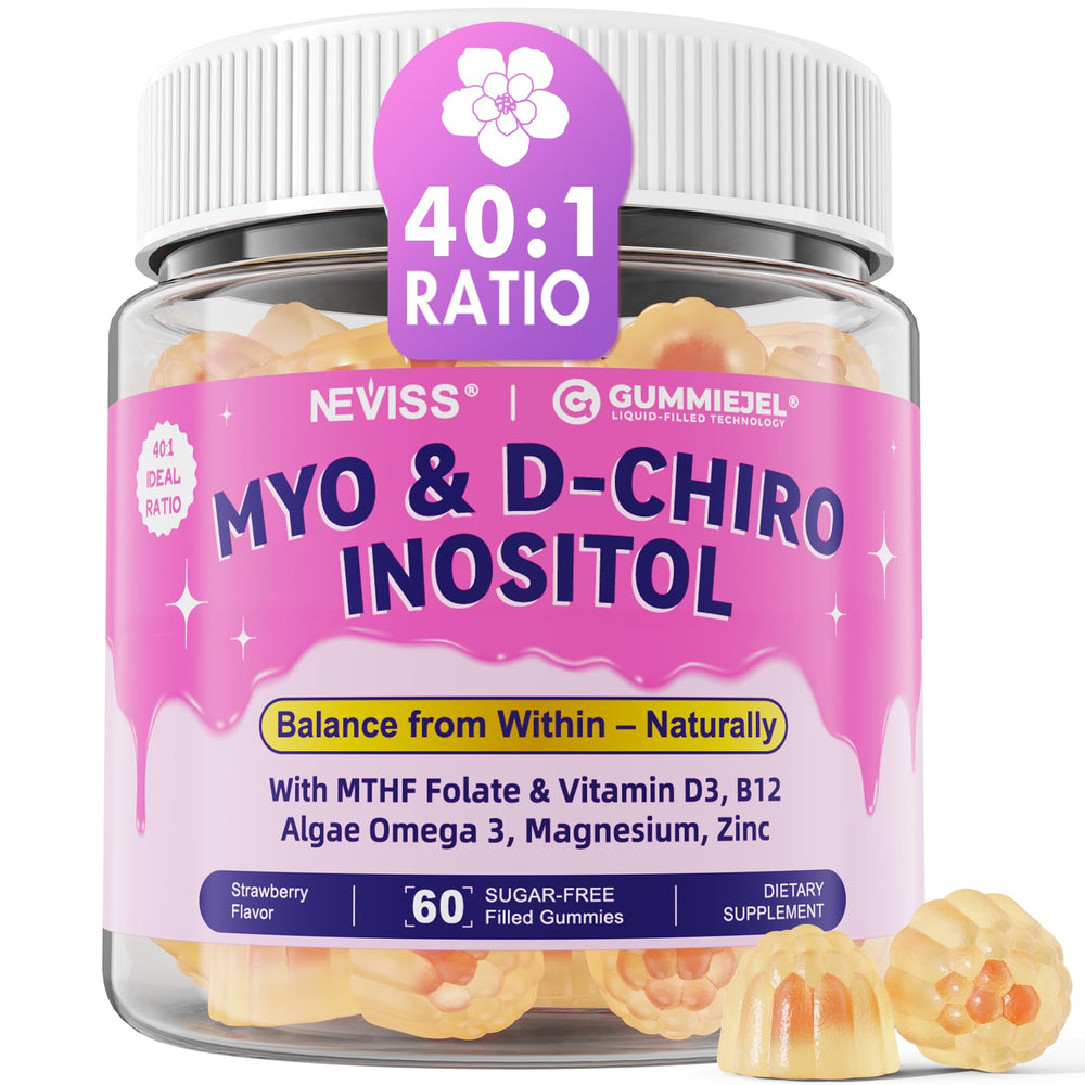 Myo-Inositol & D-Chiro Inositol gummies bottle on white background