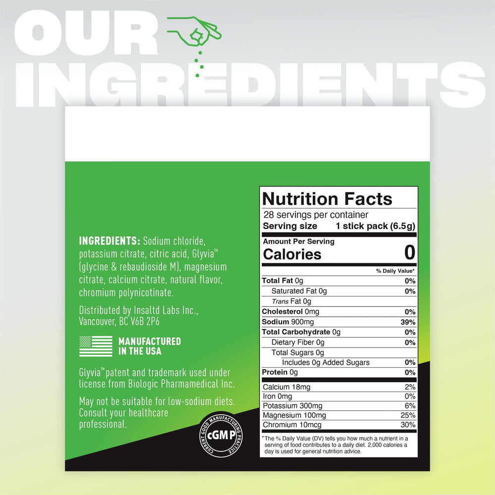 Close-up of INSALTD Citrus electrolyte packet