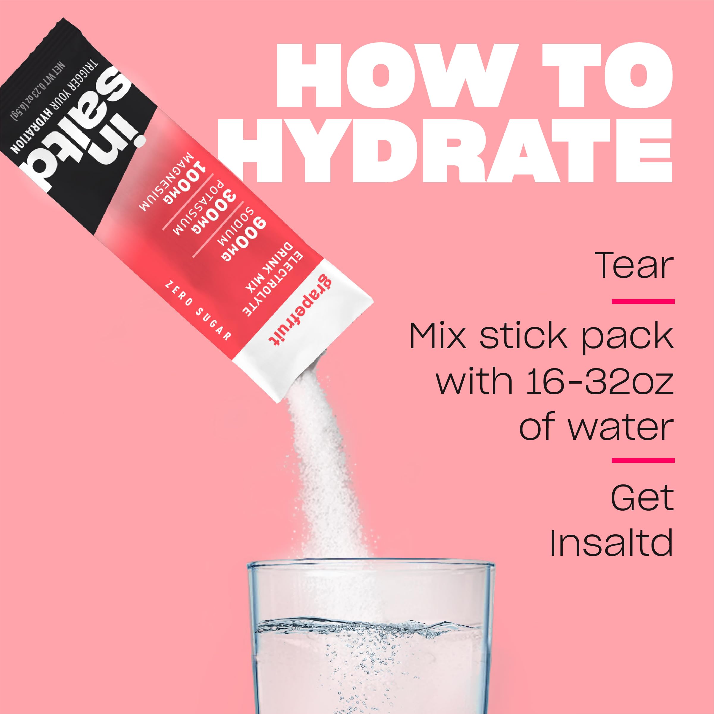 Ingredients list for INSALTD Grapefruit electrolyte powder