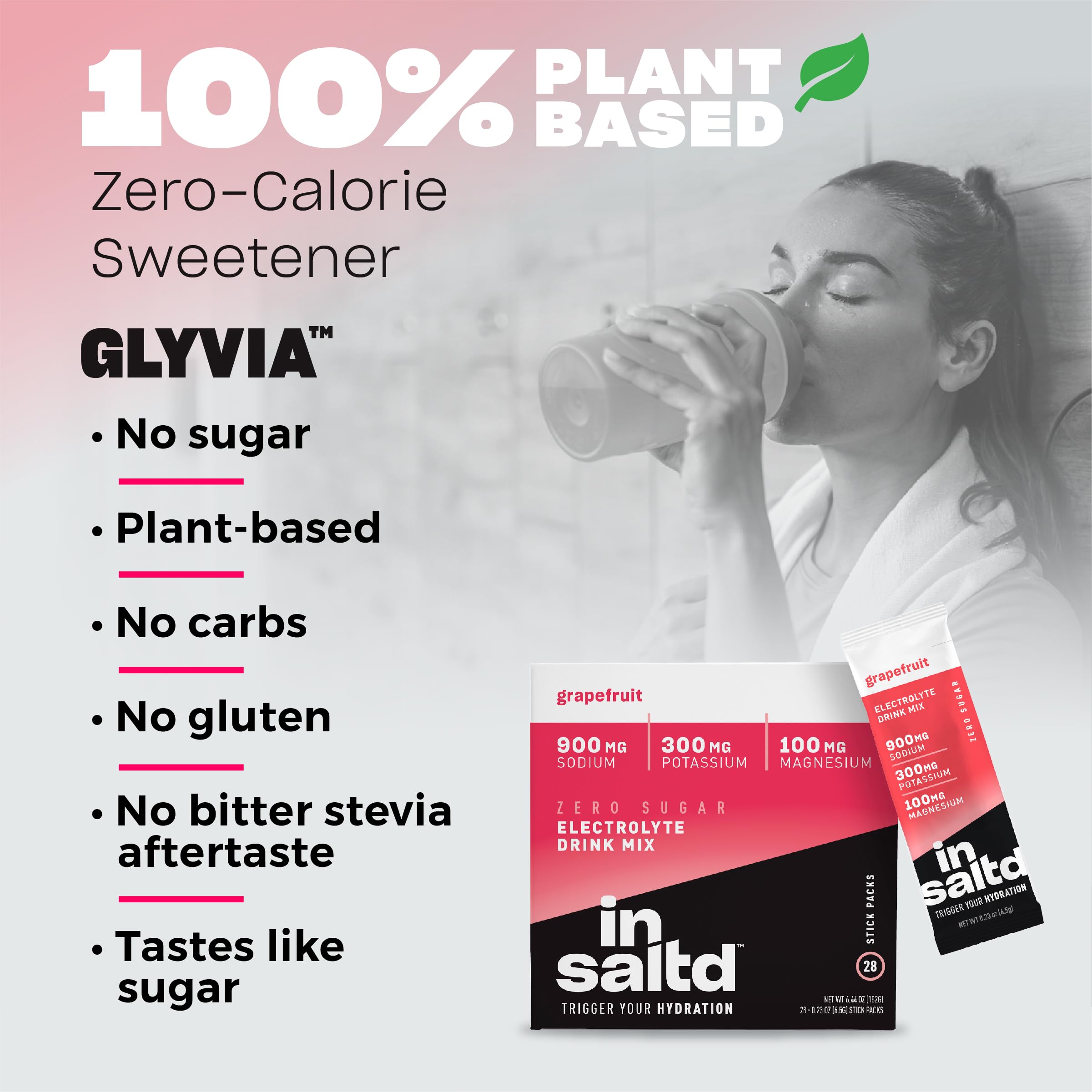 Prepared INSALTD Grapefruit electrolyte drink in a glass