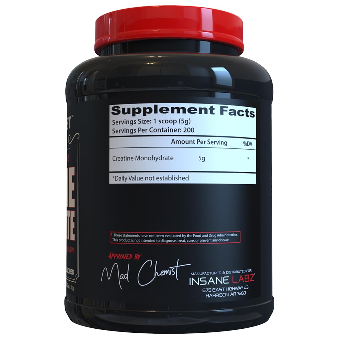 Creatine Monohydrate Powder Unflavored scoop and serving information