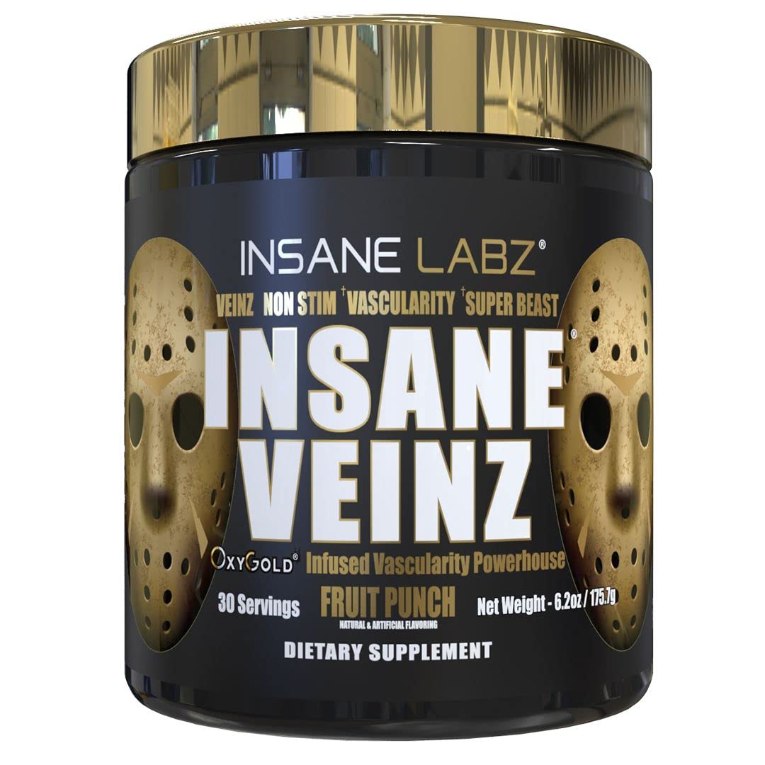 Insane Labz Insane Veinz Gold jar showcases premium NO stack.