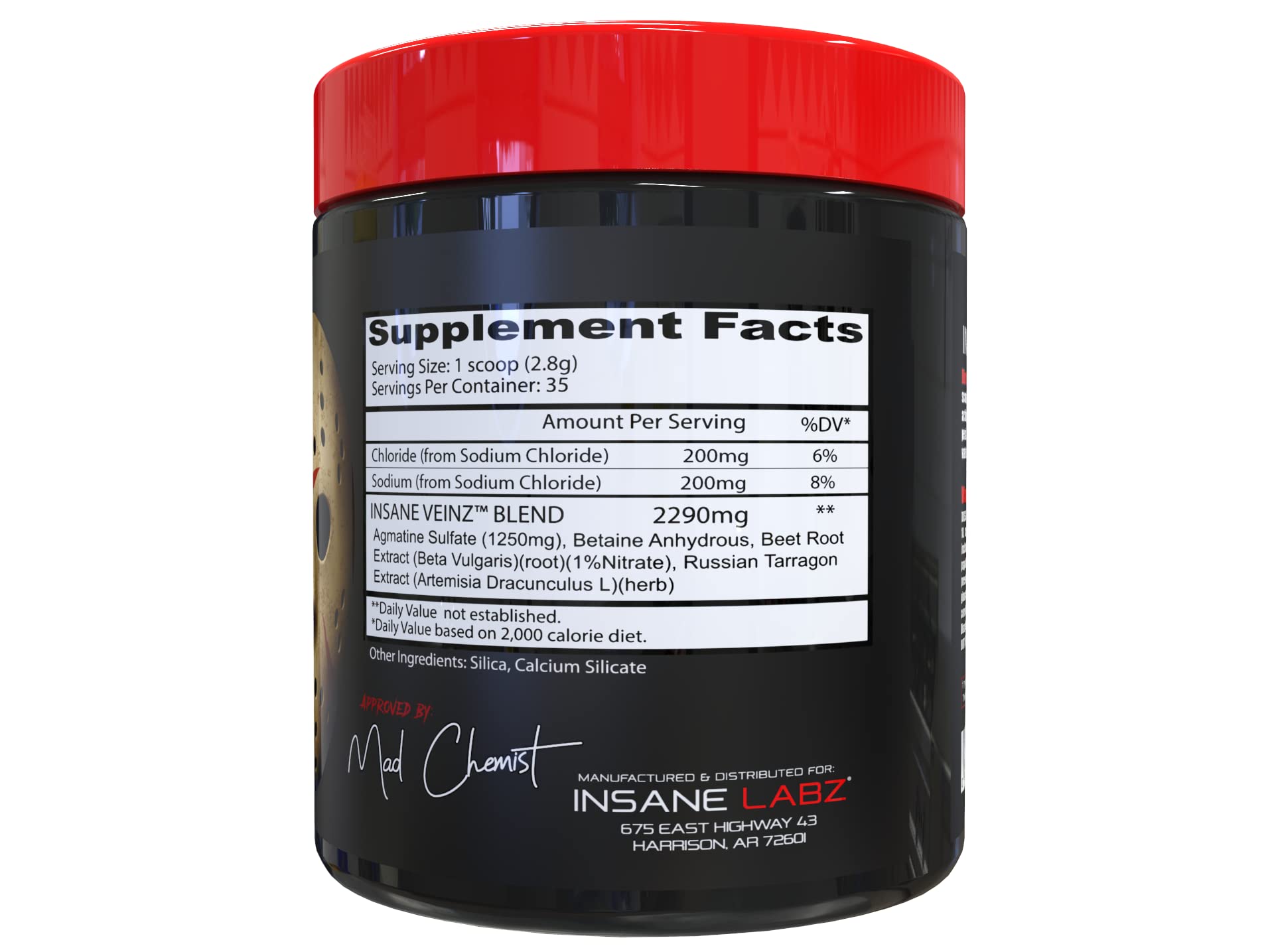 Insane Labz Insane Veinz unflavored label highlights clean stacking option