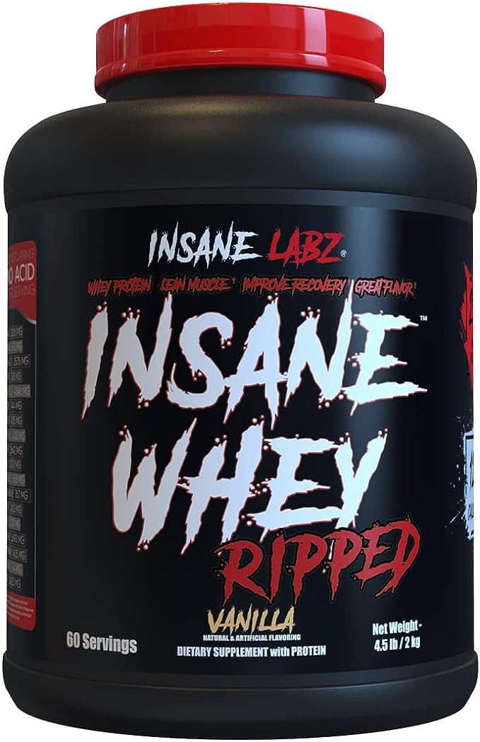 Insane Labz Insane Whey Ripped Vanilla 5 lb tub – front view
