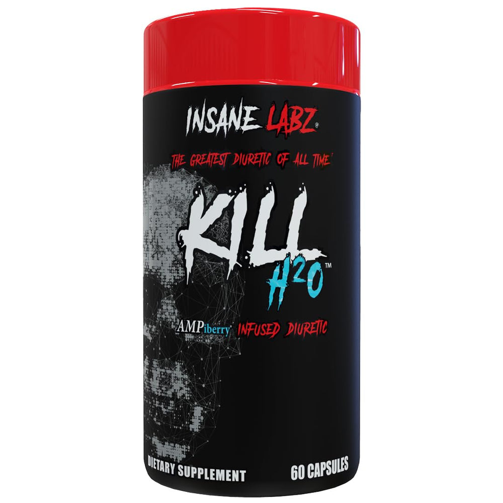 Insane Labz Kill H2O bottle displaying AMPiberry infusion for hydration support.