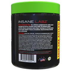 Insane Labz Psycho Sam powder pour with fruit-punch aroma boosts focus.