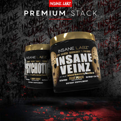 Insane Labz Psychotic Gold powder close-up highlighting potent pump-supporting formula.
