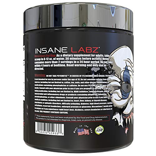 Insane Labz Psychotic Test serving scoop demonstrates convenient pre-workout dosing