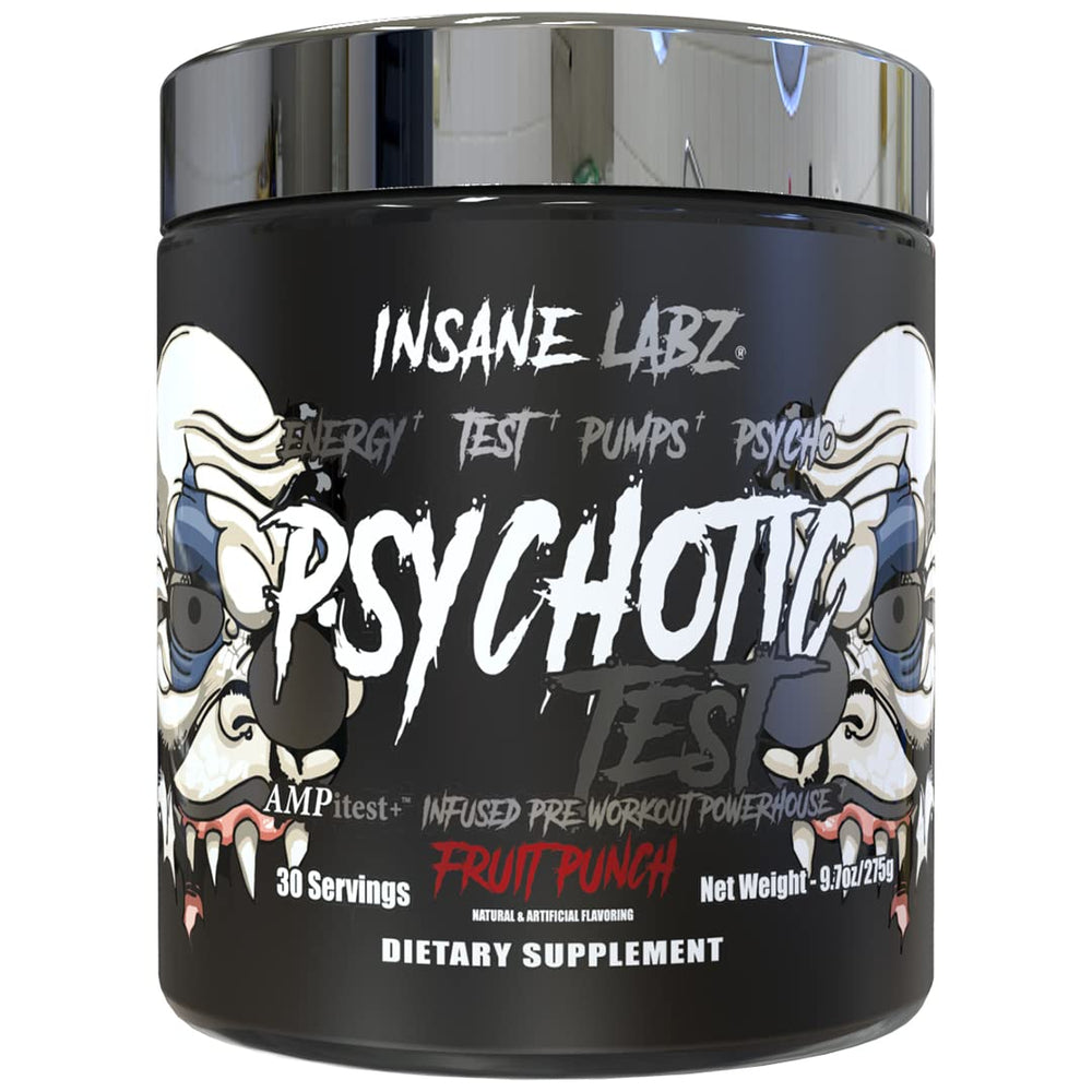 Insane Labz Psychotic Test tub front view highlighting high-stim energy formula