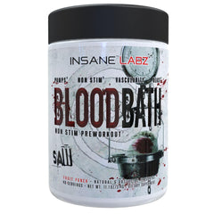 Insane Labz Saw Bloodbath Fruit Punch tub with scoop