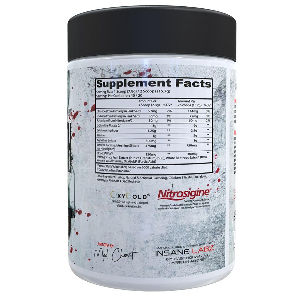 Ingredient highlights including Agmatine Sulfate, L-Citrulline Malate, and Betaine Anhydrous