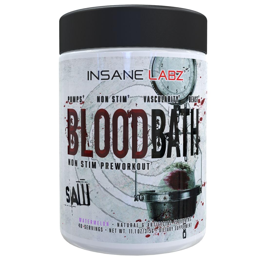 Insane Labz Saw Bloodbath bottle pour highlights watermelon flavor and pump potential.
