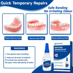 Instant bonding denture adhesive in use (15–60 seconds)