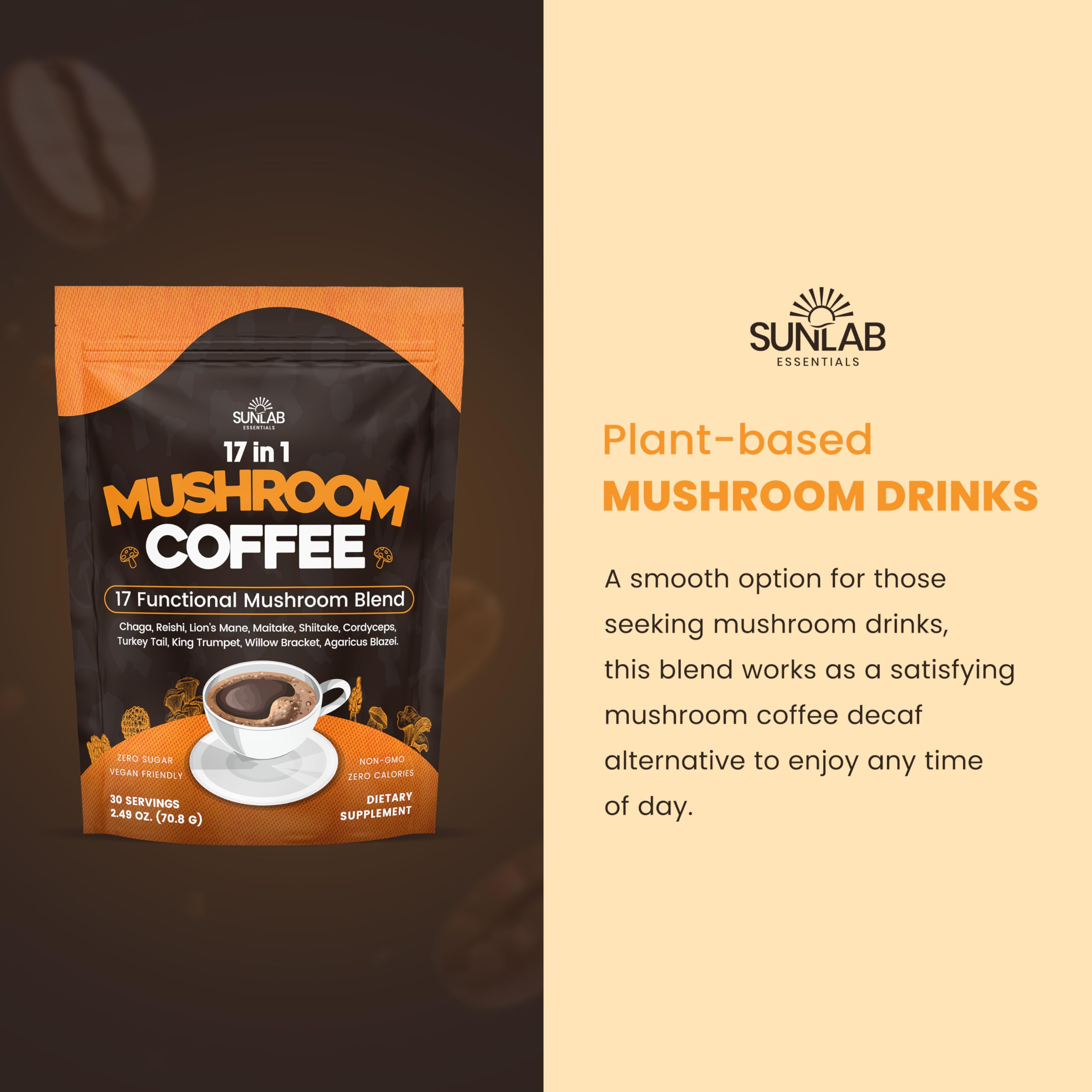 Instant mushroom coffee dissolving in hot water