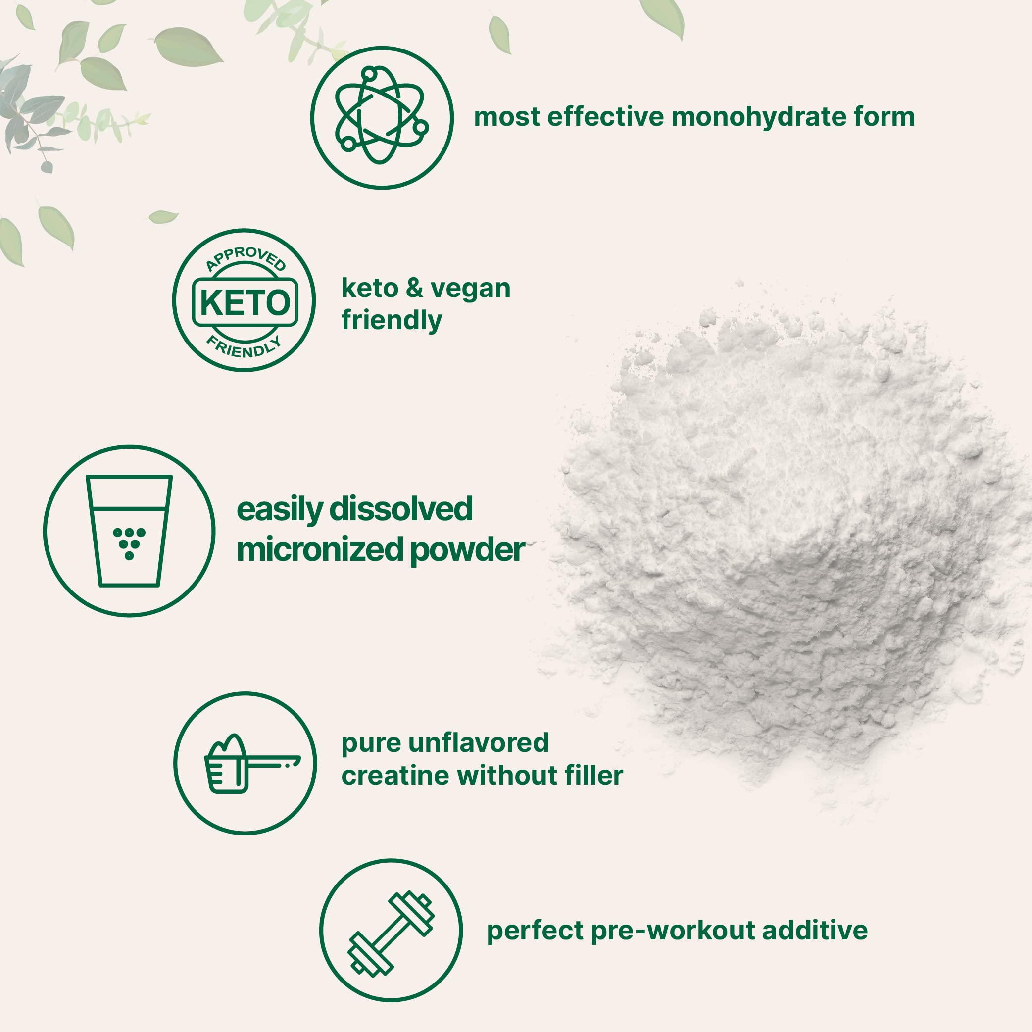 Unflavored Creatine Monohydrate powder being mixed