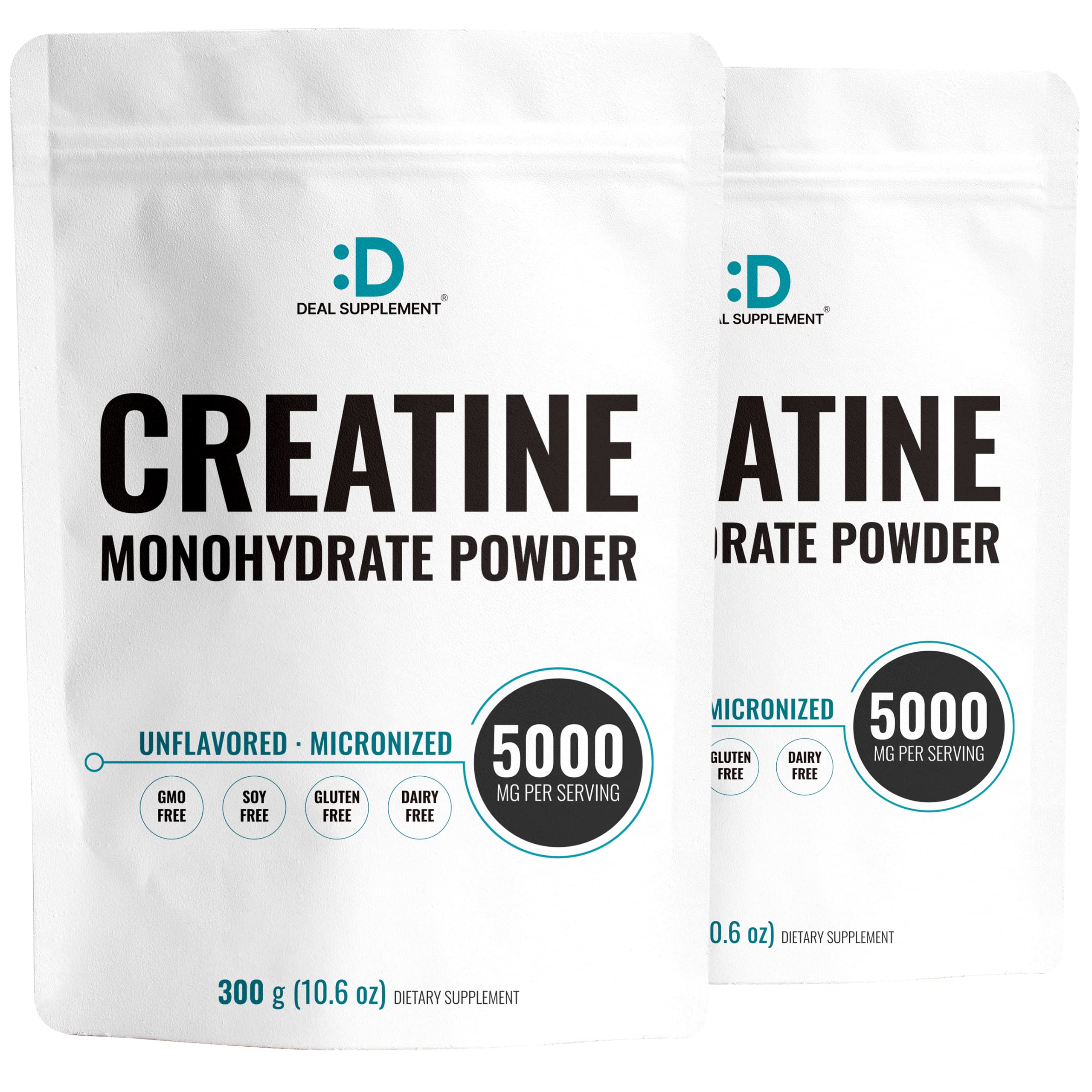 Instant Creatine Monohydrate powder bottle in a two-pack