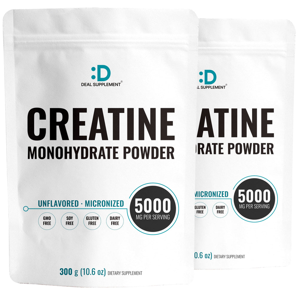 Instant Creatine Monohydrate powder bottle in a two-pack