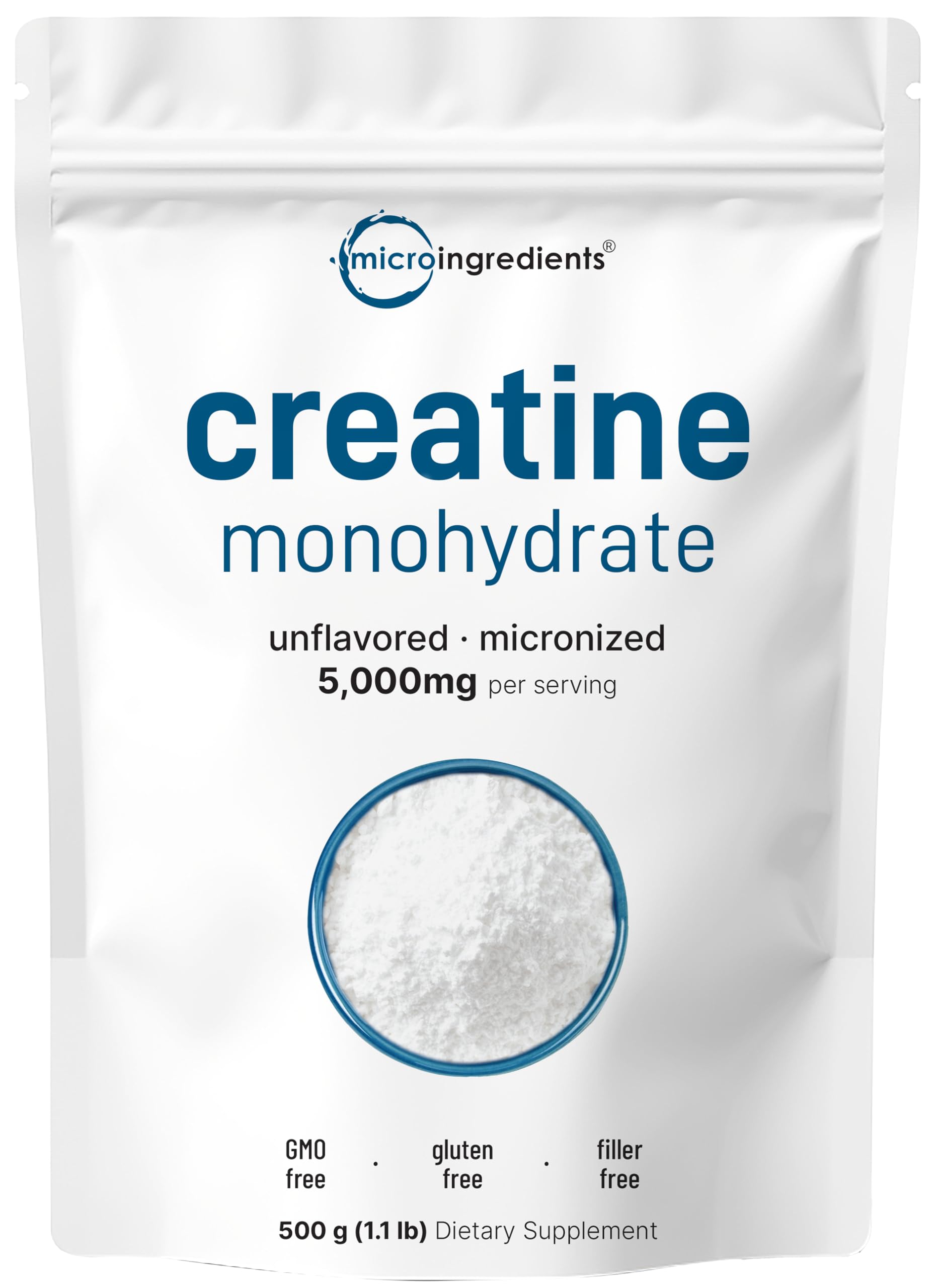 Instant Creatine Monohydrate powder in 500g package