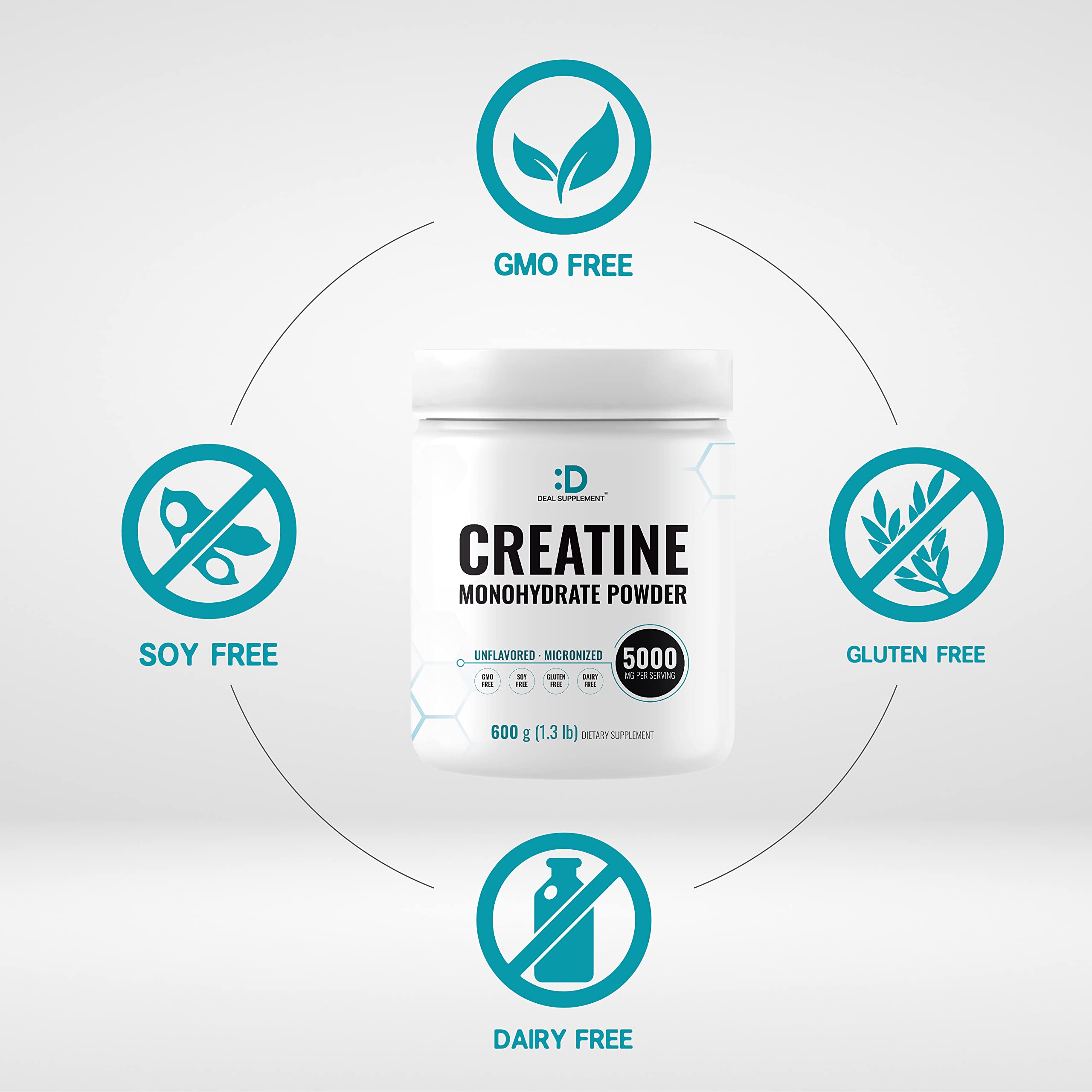 Unflavored creatine monohydrate powder being scooped into a glass