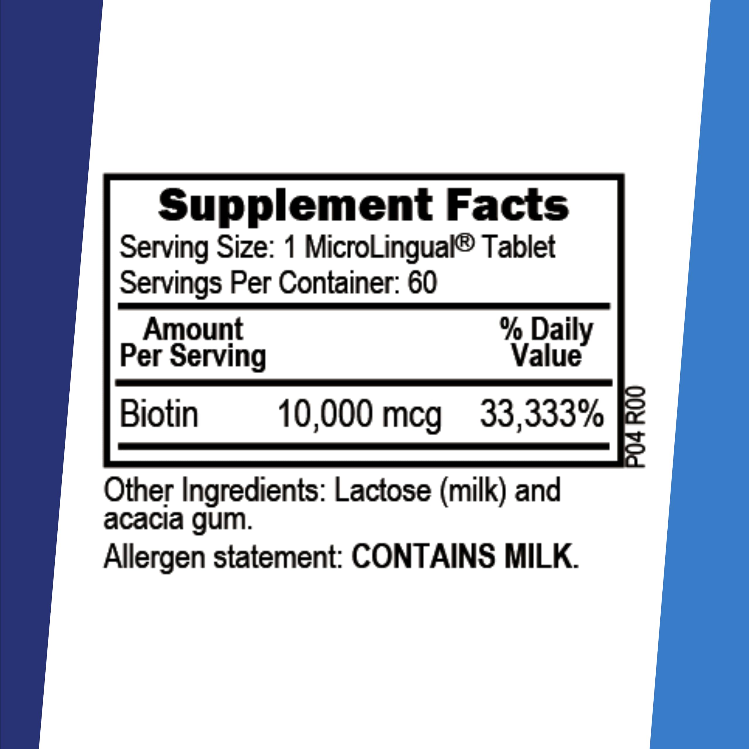 Close-up of instant dissolving microLingual biotin tablet