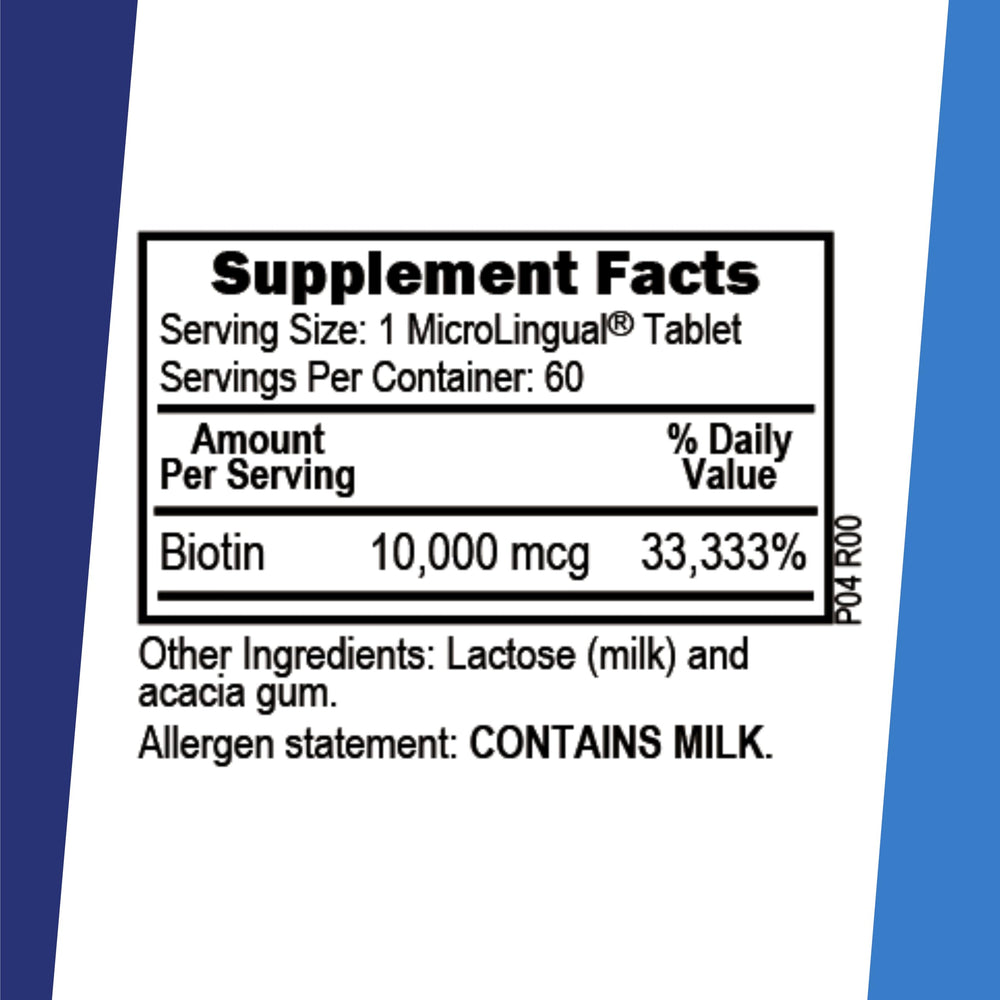 Close-up of instant dissolving microLingual biotin tablet