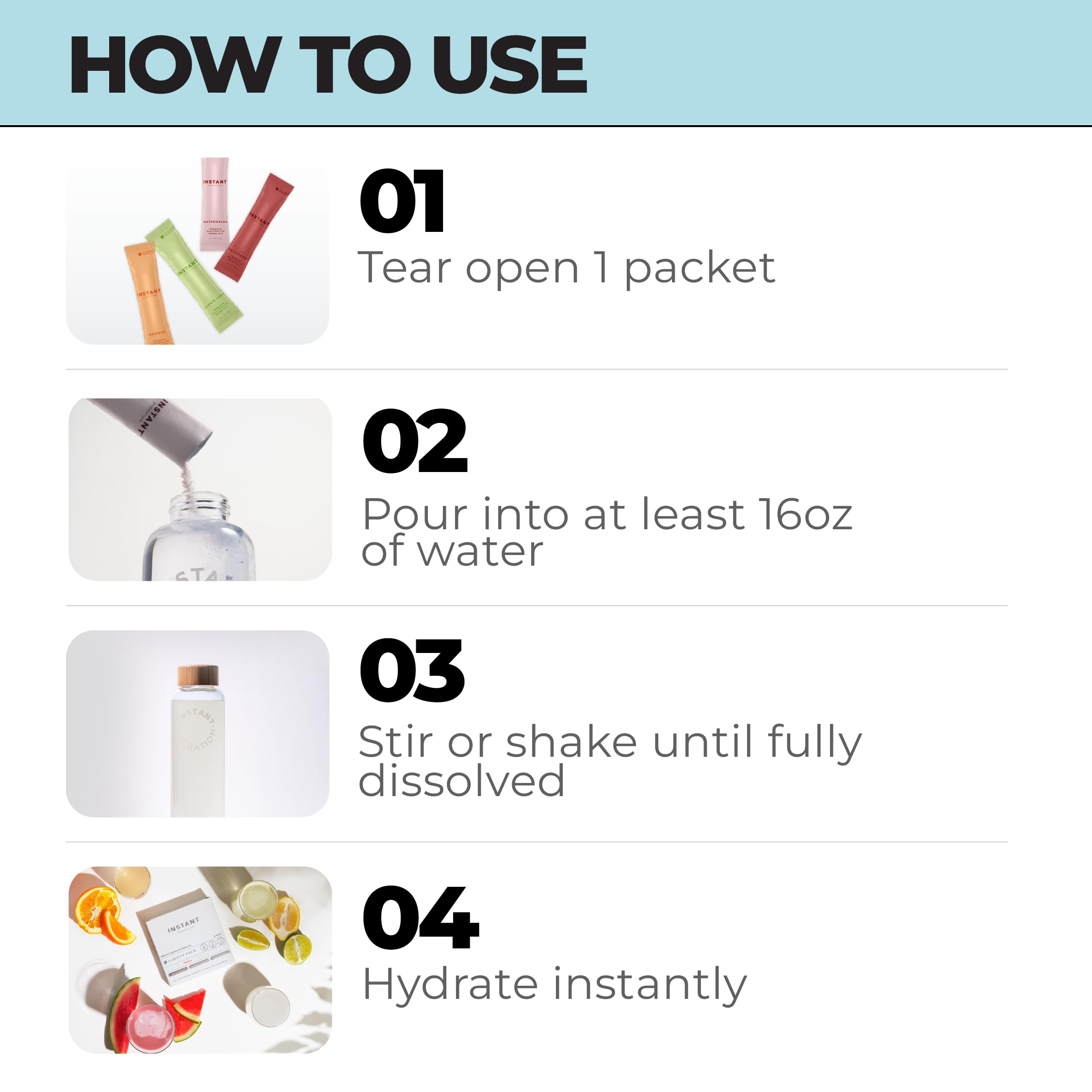 Close-up of electrolyte blend and minerals