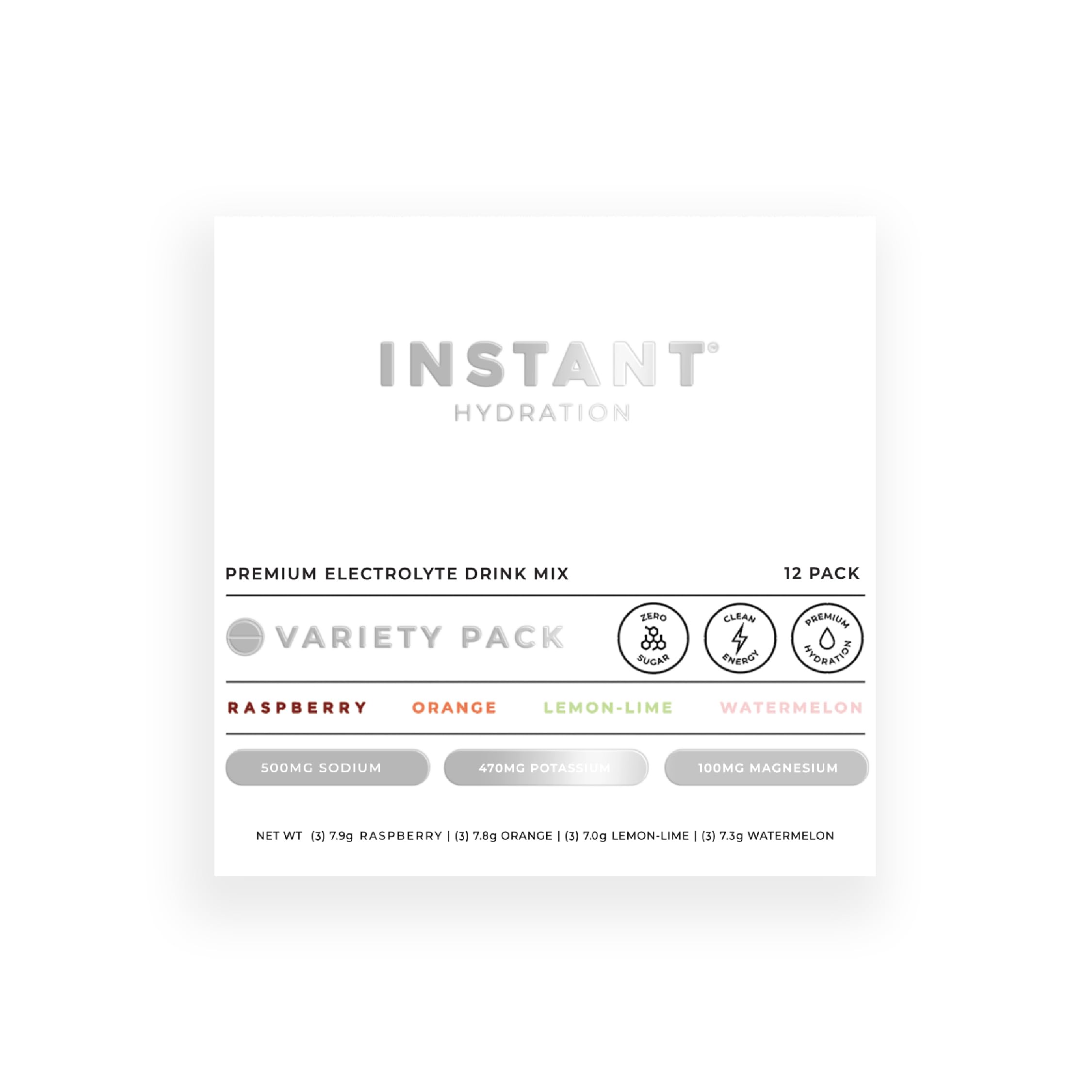 Watermelon flavor electrolyte powder packet from Instant Hydration Variety Pack