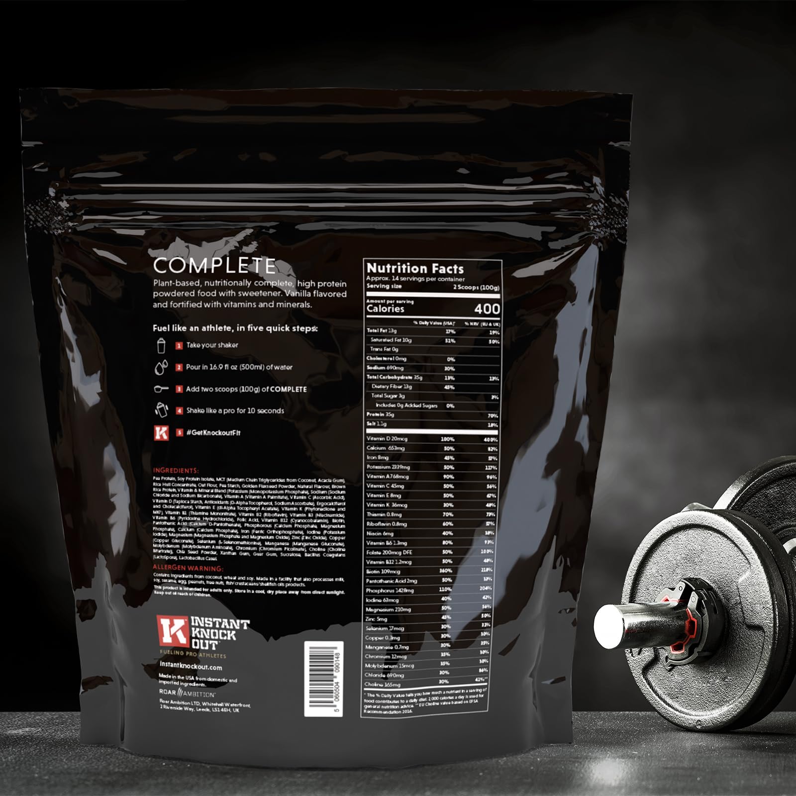 14-serving tub of Instant Knockout Complete Shred Vanilla