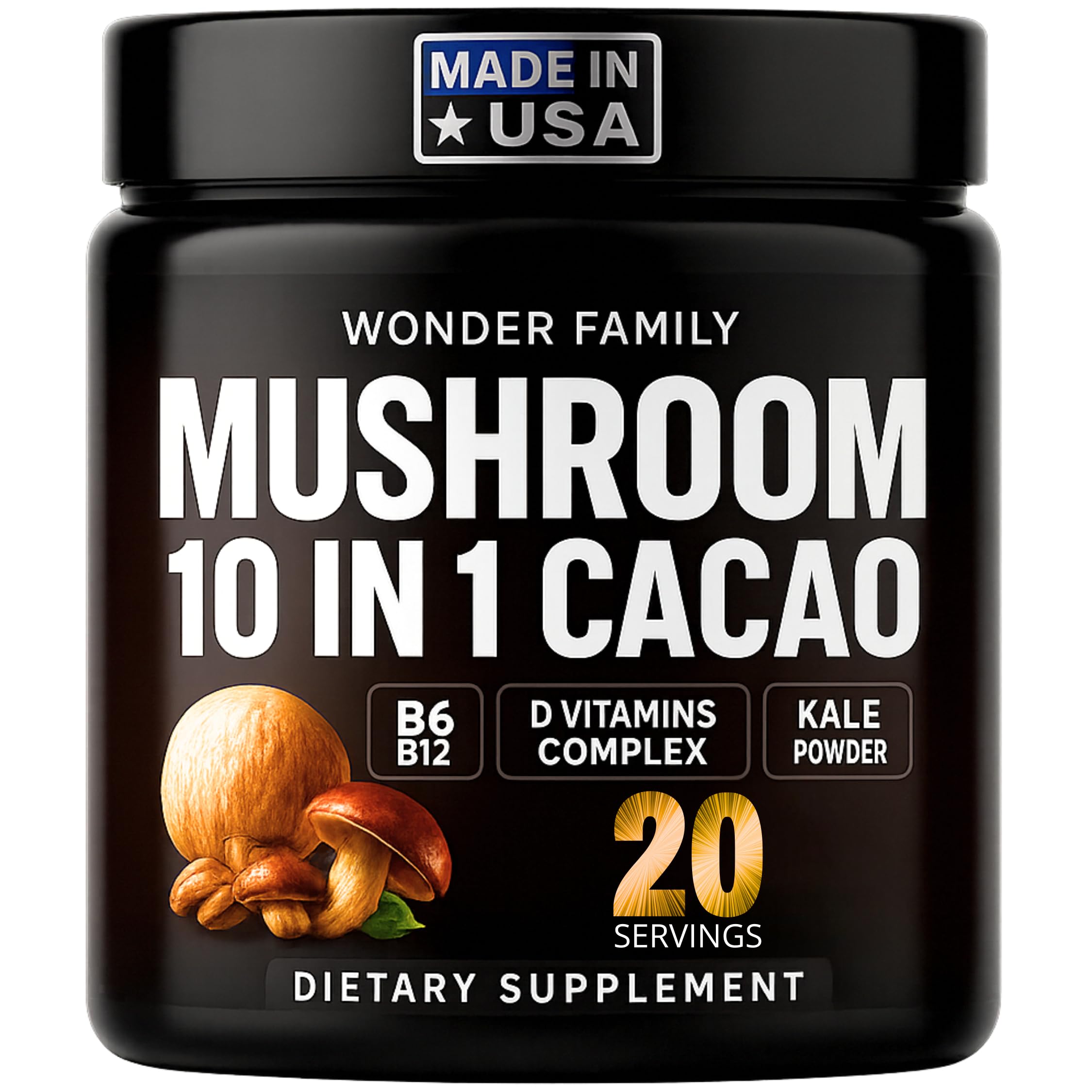 Hero image: Instant Mushroom Powder 10:1 with Cordyceps, Reishi, Chaga and Shiitake